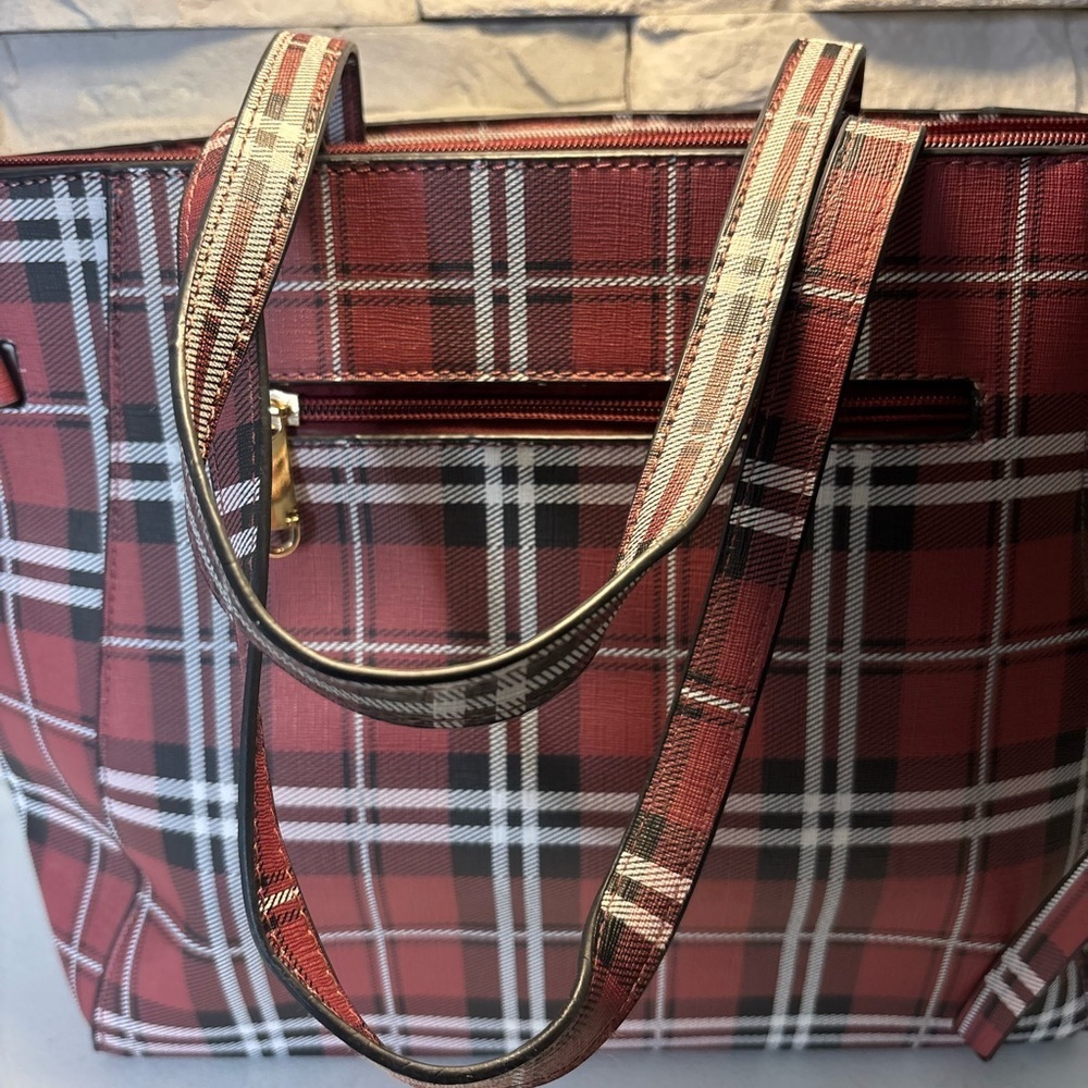 Plaid Red Women's Tote Bag - Picture 10 of 10